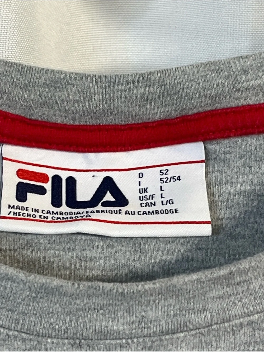 Vintage Fila Men's Gray Pullover Long Sleeve Sweatshirt Size Large